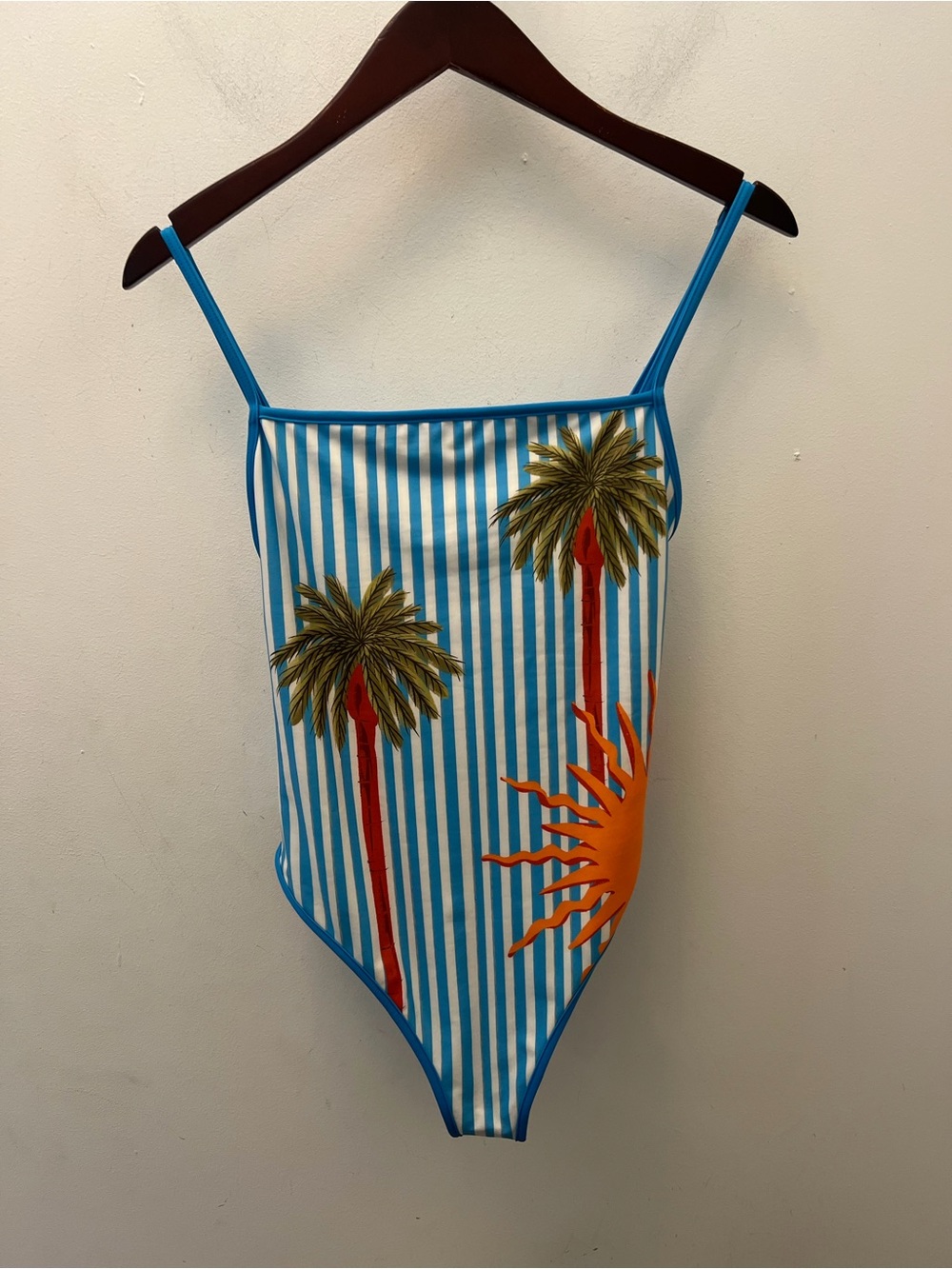 Maaji Blue Striped Palm & Sun One-Piece Swimsuit